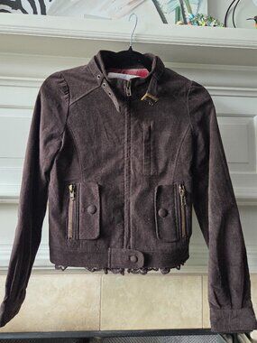 LIZ LISA Dark Brown Bomber Style Zip Jacket Size XS